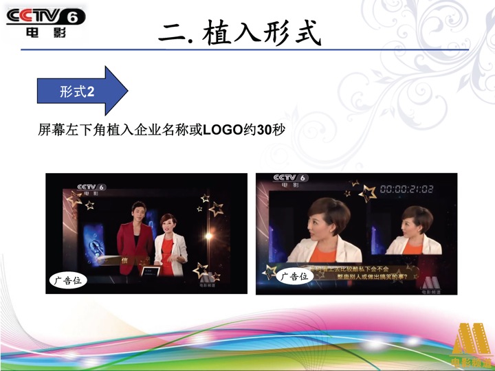 2013年CCTV6《光影星播客-快問快答90秒》全天廣告植入